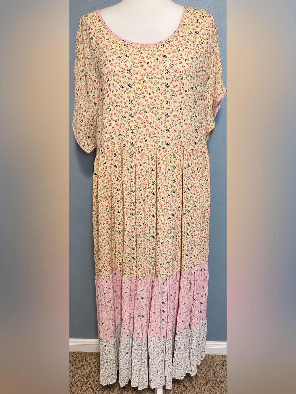 Anthropologie Marisol Floral Maxi Dress Ditsy Tiered Prairie Cottagecore Boho XL